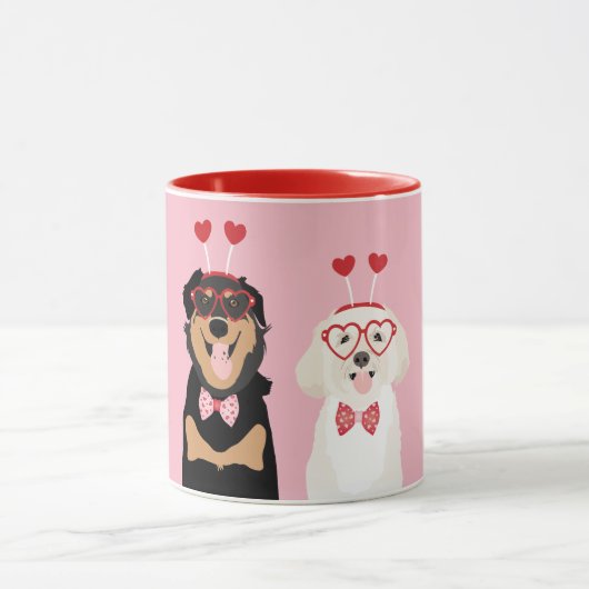 Valentine Dogs Rottweiler Maltipoo Puppy Tasse (Zentrum)