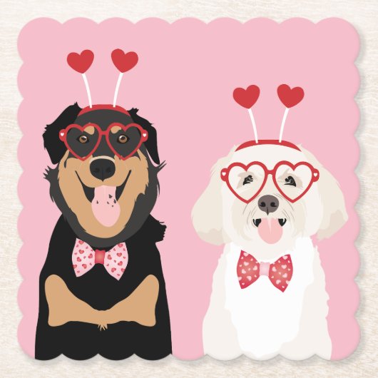 Valentine Dogs Rottweiler Maltipoo Puppy Untersetzer (Vorderseite)