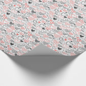 Valentine doodle herzen rot-schwarz Hipster Geschenkpapier (Ecke)