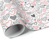Valentine doodle herzen rot-schwarz Hipster Geschenkpapier (Rolleneckpunkt)