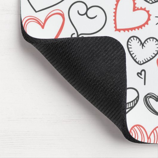 Valentine doodle herzen rot-schwarz Hipster Mousepad (Ecke)