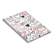 Valentine doodle herzen rot-schwarz Hipster Notizblock (Rechte Seite)