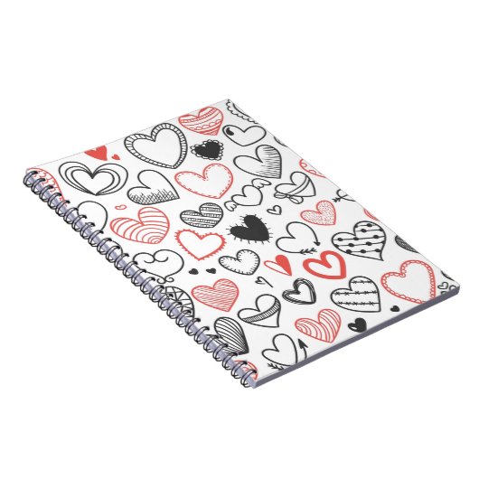 Valentine doodle herzen rot-schwarz Hipster Notizblock (Rechte Seite)
