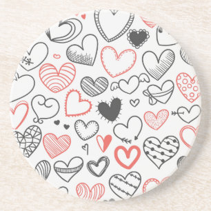 Valentine doodle herzen rot-schwarz Hipster Sandstein Untersetzer