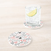 Valentine doodle herzen rot-schwarz Hipster Sandstein Untersetzer (Seite)