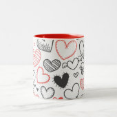 Valentine doodle herzen rot-schwarz Hipster Zweifarbige Tasse (Mittel)