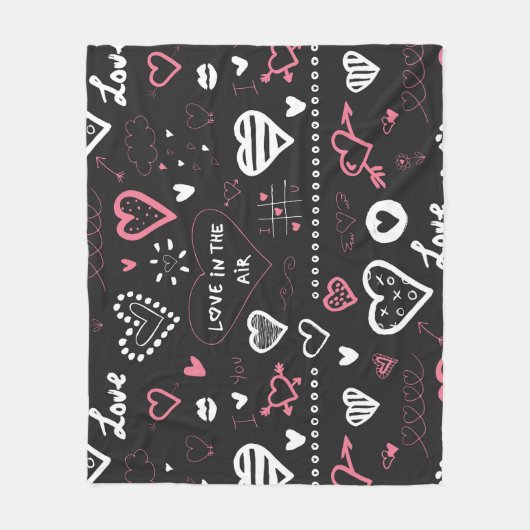 Valentine Doodle Vintages Herz Fleecedecke (Vorderseite)