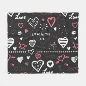 Valentine Doodle Vintages Herz Fleecedecke (Vorderseite (Horizontal))