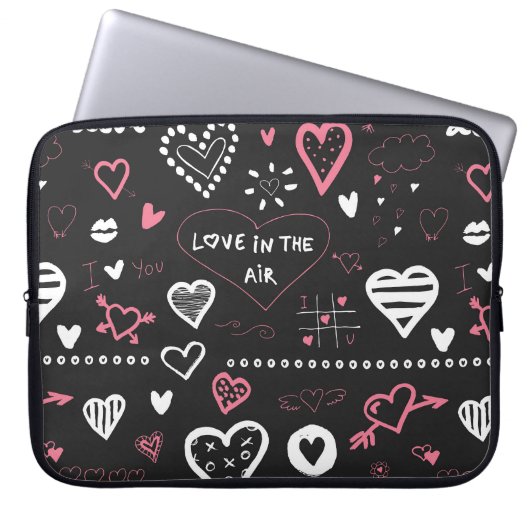 Valentine Doodle Vintages Herz Laptopschutzhülle (Vorderseite)