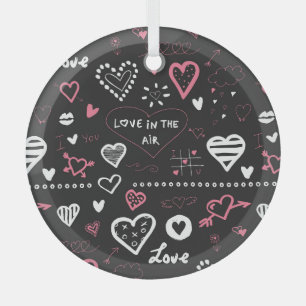 Valentine Doodle Vintages Herz Ornament Aus Glas