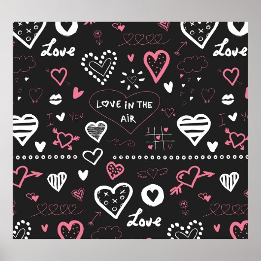 Valentine Doodle Vintages Herz Poster (Vorne)