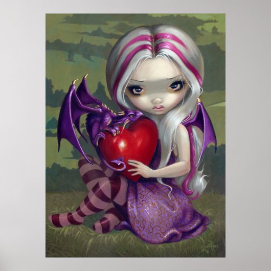 Valentine Dragon gotische Fee Drucken Poster (Vorne)