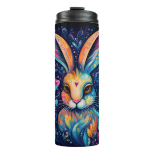 Valentine Dream Hearts: Rainbow Doodle Bunny Thermosbecher