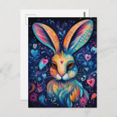 Valentine Dream Hearts: Regenbogen Doodle Bunny Postkarte (Vorne/Hinten)