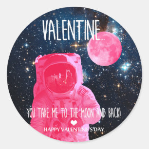 Valentine, du bringst mich zum Mond und zurück! Runder Aufkleber
