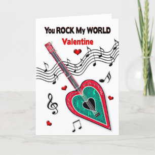 Valentine Du rockst meine Welt Herz Gitarre Musik Feiertagskarte