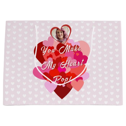 Valentine, du schaffst meinen Pop ins Herz Große Geschenktüte (Vorderseite)