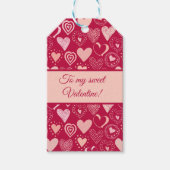 Valentine dunkelrosa, süße Herzen Geschenkanhänger (Vorderseite)