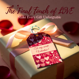 Valentine dunkelrosa, süße Herzen Geschenkanhänger