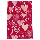 Valentine dunkelrosa, süße Herzen Mittlere Geschenktüte (Vorderseite)