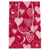 Valentine dunkelrosa, süße Herzen Mittlere Geschenktüte (Rückseite)