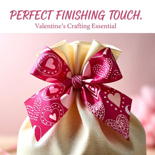 Valentine dunkelrosa, süße Herzen Satinband
