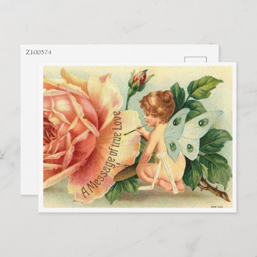 Valentine, eine Botschaft wahrer Liebe, Viktoriani Postkarte (Vorne/Hinten)