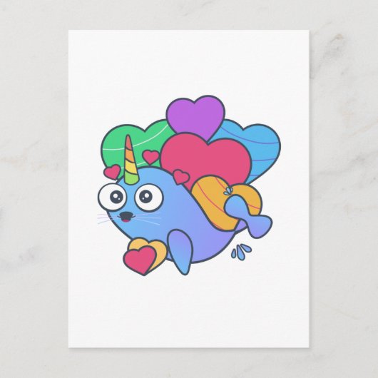 Valentine Einhornwal hier zur Liebe Sie Postkarte (Vorderseite)