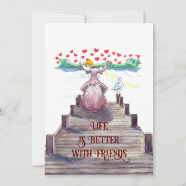 Valentine Elch & Seagull 12x18 Flat Feiertagskarte