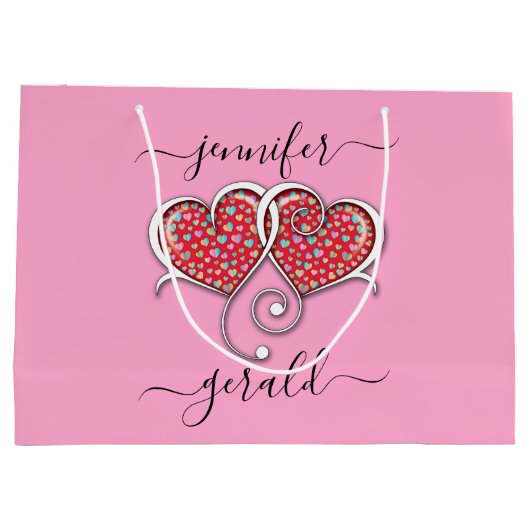 Valentine Elegant Interlocks Design Große Geschenktüte (Rückseite)