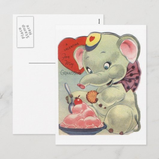 Valentine Elephant Feiertagspostkarte (Vorne/Hinten)