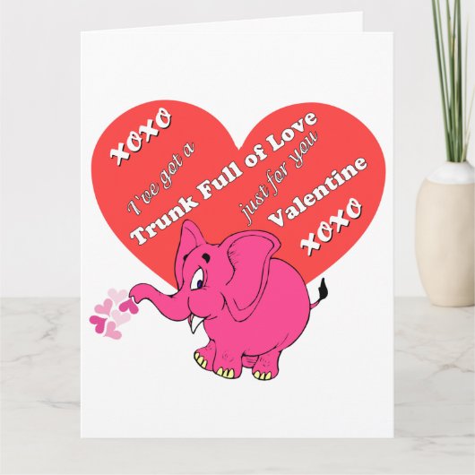Valentine Elephant Got einen Bunker der Liebe Karte (Vorderseite)