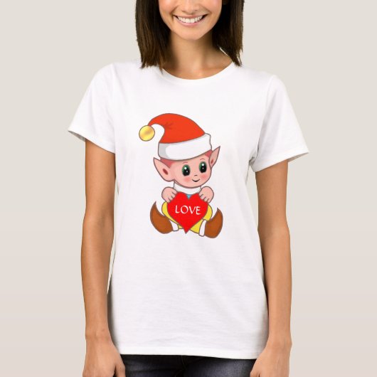 Valentine Elf mit Herz T-Shirt (Vorderseite)