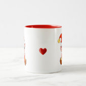 Valentine Elf mit Herz und Monogramm Zweifarbige Tasse (Mittel)