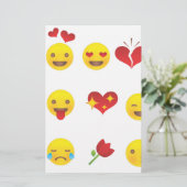 Valentine Emojis Briefpapier (Stehend Vorderseite)