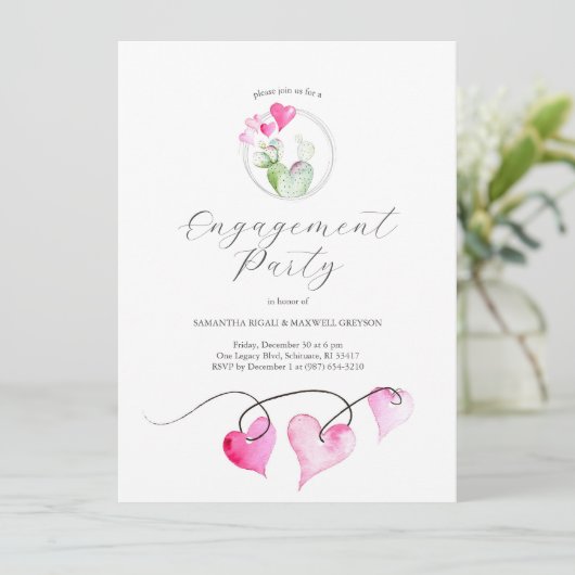 Valentine Engagement Party Einladung (Stehend Vorderseite)