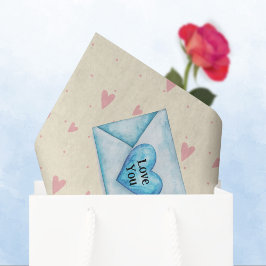 Valentine Envelopes and Hearts Seidenpapier