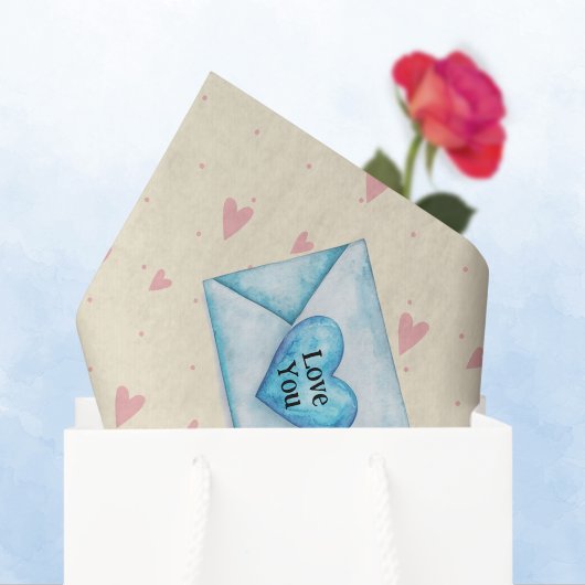 Valentine Envelopes and Hearts Seidenpapier