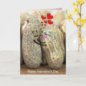 Valentine Erdnüsse und rote Herzen Karte (Gelbe Blume)