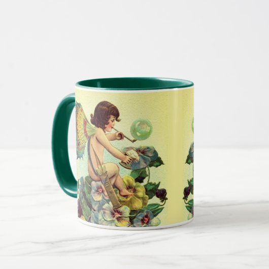 VALENTINE FAIRY BLOWING BUBBLES,STIEFMÜTTERCHEN TASSE (Vorderseite Links)