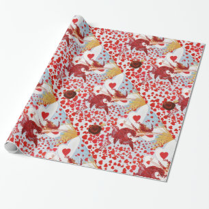 VALENTINE FAIRY MIT WAND, ROT WAX SIEGEL MIT HERZ GESCHENKPAPIER