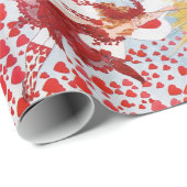 VALENTINE FAIRY MIT WAND, ROT WAX SIEGEL MIT HERZ GESCHENKPAPIER (Rolleneckpunkt)