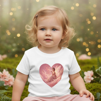 Valentine Fairy on Pink Clouds Fantasy Art Kleinkind T-shirt
