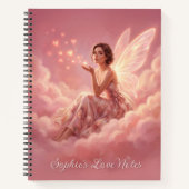 Valentine Fairy on Pink Clouds Fantasy Art Name Notizblock (Vorderseite)
