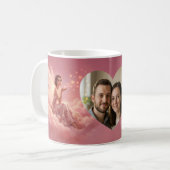 Valentine Fairy on Pink Clouds Fantasy Art Photo Kaffeetasse (Vorderseite Links)