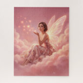 Valentine Fairy on Pink Clouds Fantasy Art Puzzle (Vertikal)