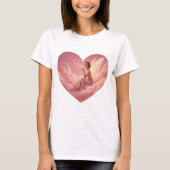 Valentine Fairy on Pink Clouds Fantasy Art T-Shirt (Vorderseite)