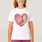 Valentine Fairy on Pink Clouds Fantasy Art T-Shirt (Vorderseite)