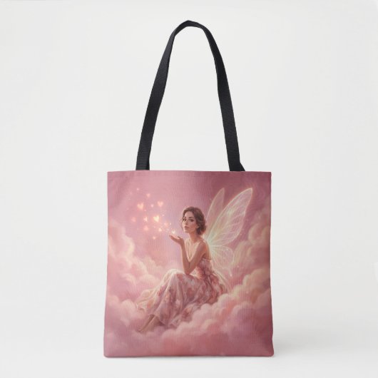 Valentine Fairy on Pink Clouds Fantasy Art Tasche (Vorderseite)