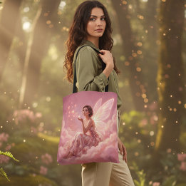Valentine Fairy on Pink Clouds Fantasy Art Tasche